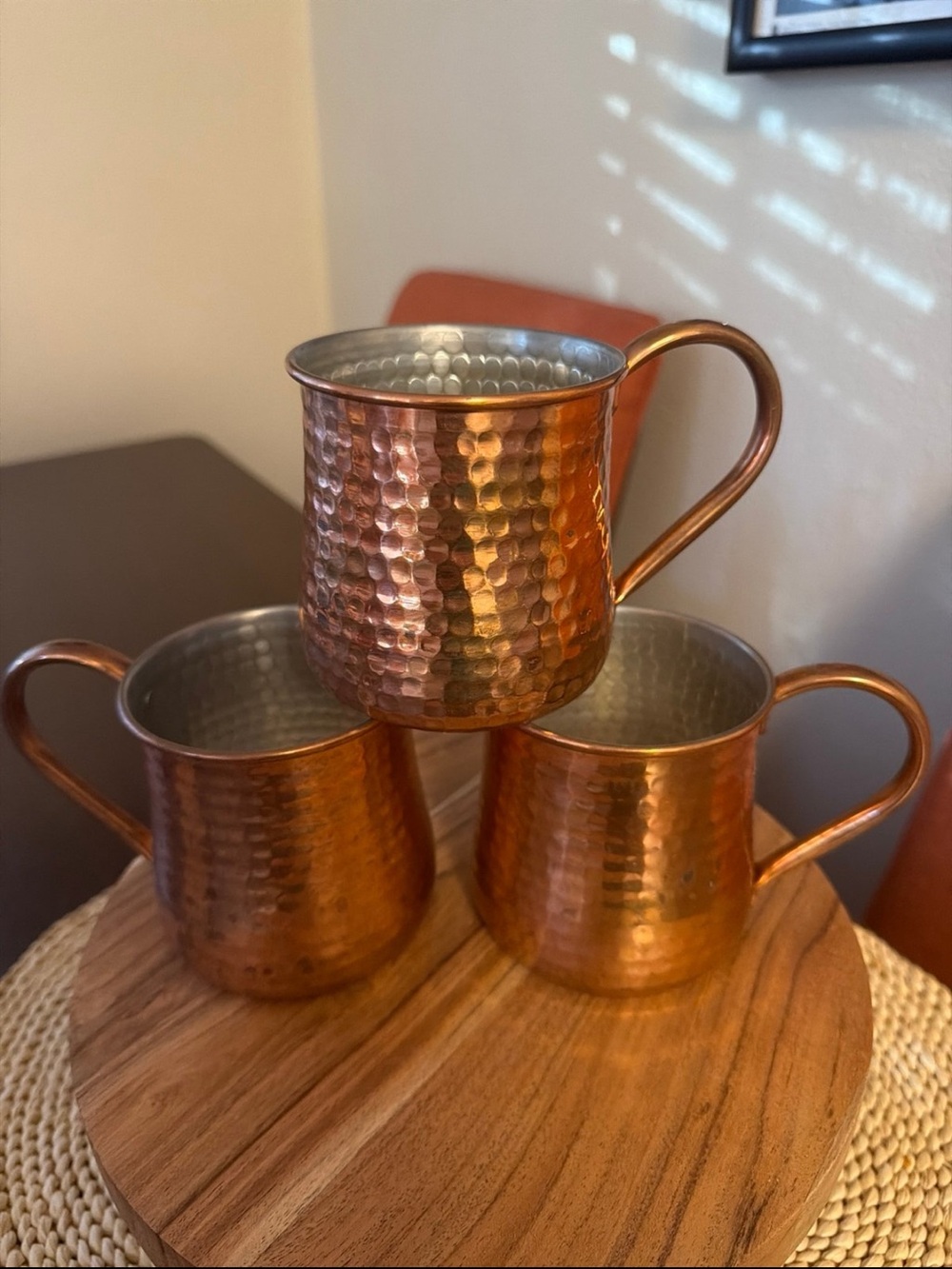 Williams Sonoma Copper Hammered Moscow Mule Mugs - Set of 3